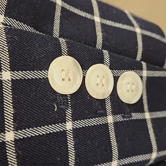 💕HALOGEN💕 Double Breasted Window Pane Plaid Check Blazer ~ Navy Blue S NWOT - Picture 11 of 14